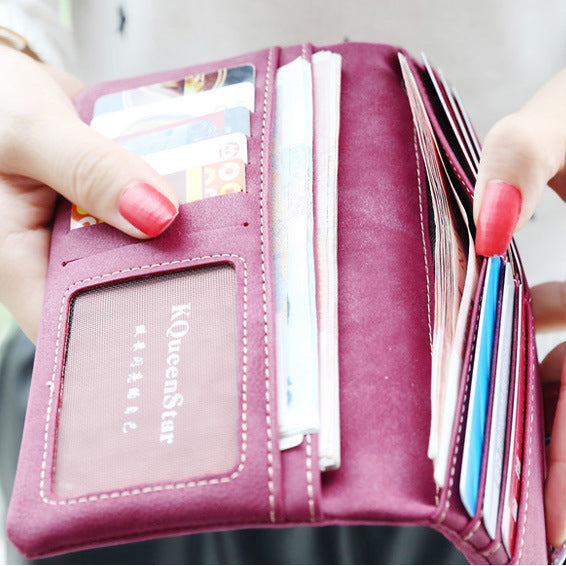 Wholesale Long Matte Drawstring PU Wallet